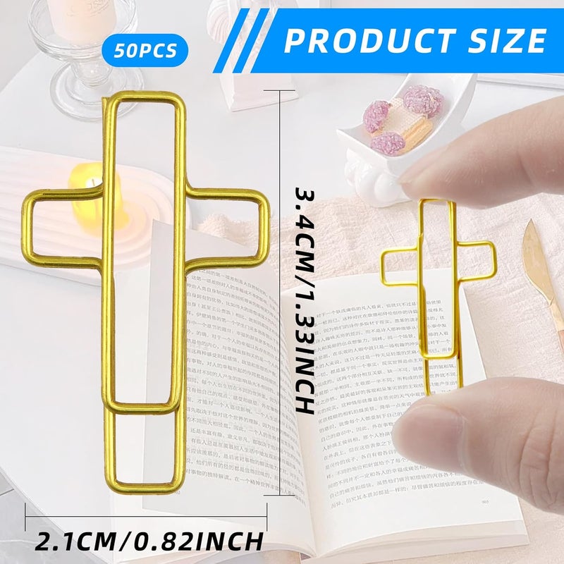 Notoke 50 PCS Gold Cross Paper Clips Bible Paper Clips - Versatile Bible Study Supplies for Christian Office and Home, Also Great as Journaling Papers Clip and Bookmarks - Image 2